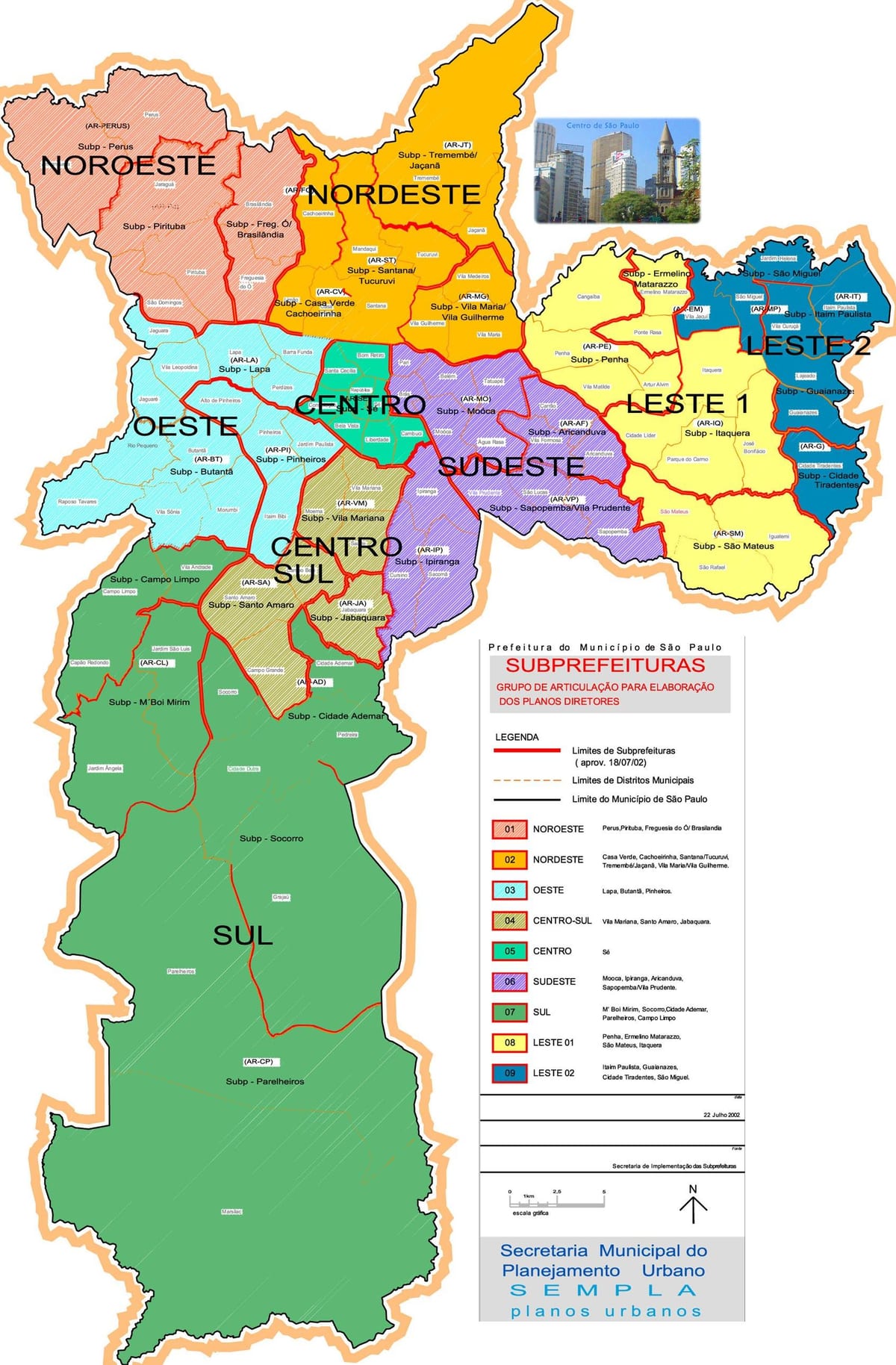 Sao Paulo brasiilia linnaosade kaart